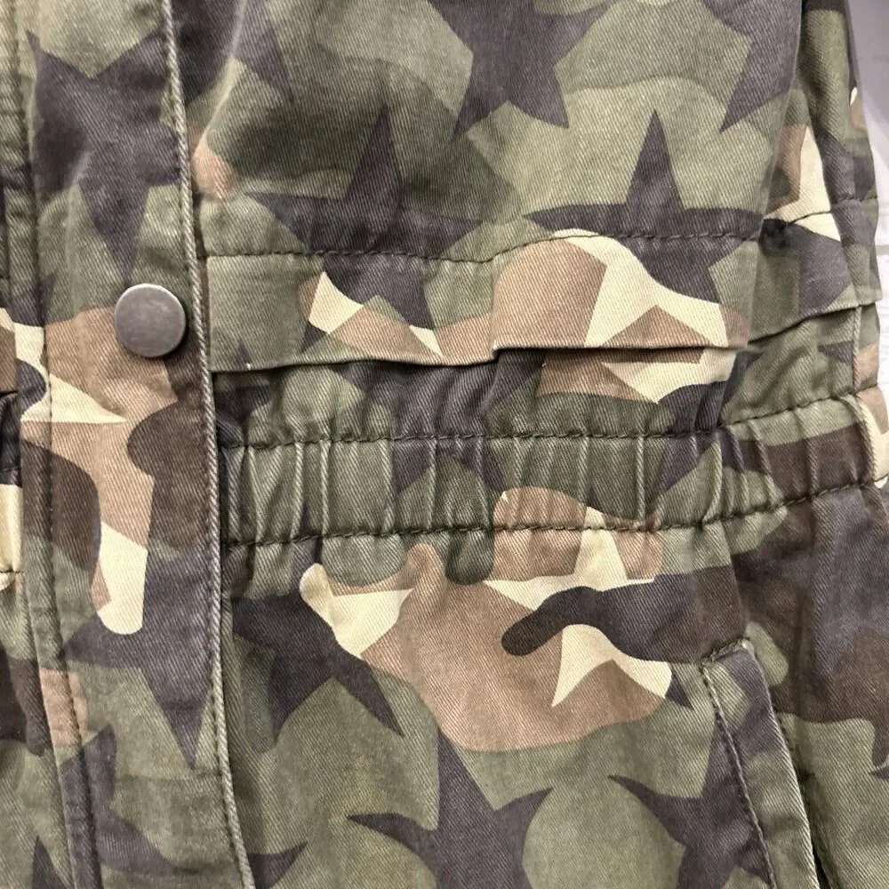 C&C California Camo Anorak Jacket Hooded Drawstring Waist Size 10